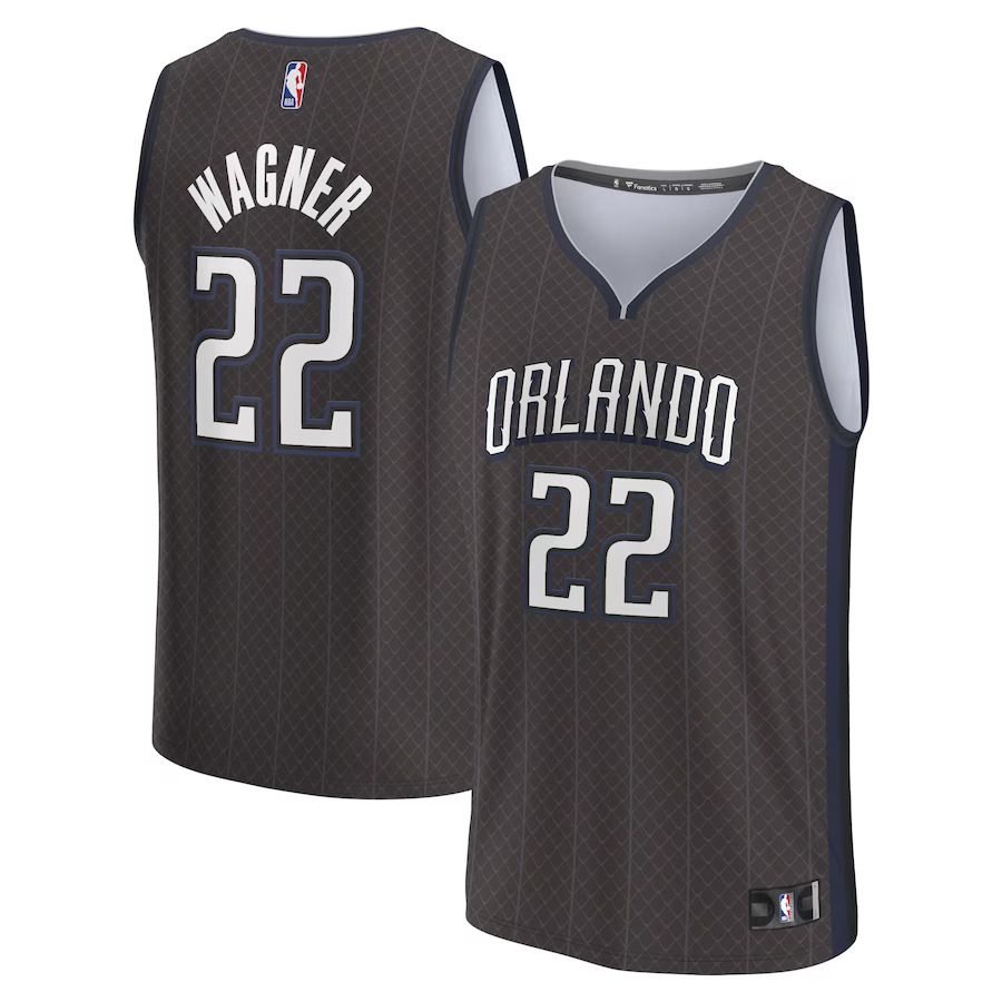 Men Orlando Magic 22 Franz Wagner Fanatics Branded Black City Edition 2022-23 Fastbreak NBA Jersey